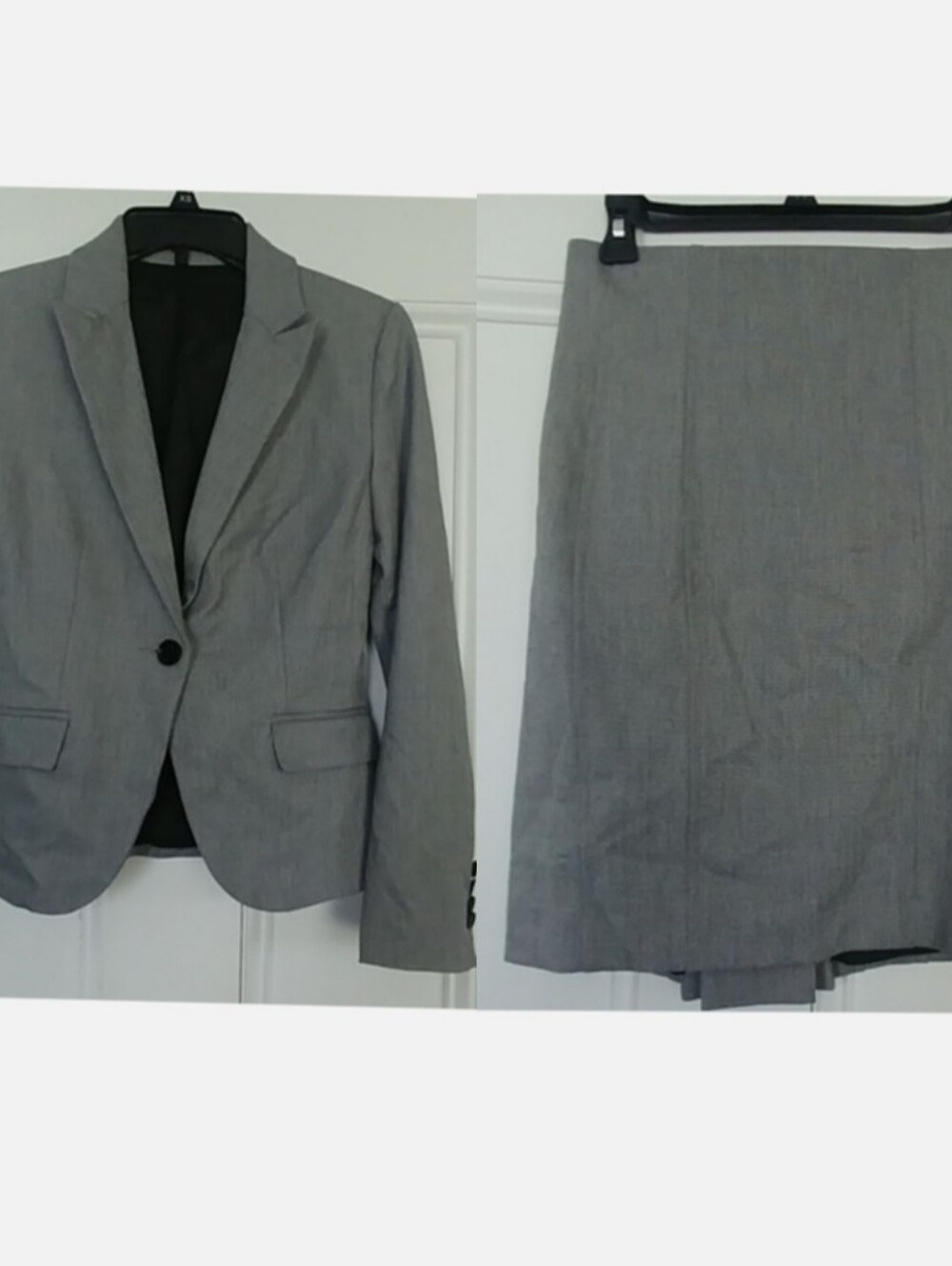 EXPRESS Blazer Skirt Suite Set Gray Single-Button